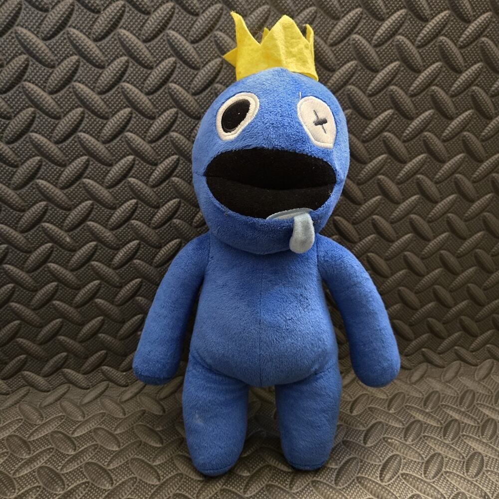 Rainbow Friends Blue Plush Toy Roblox Character Crown Drool 12"